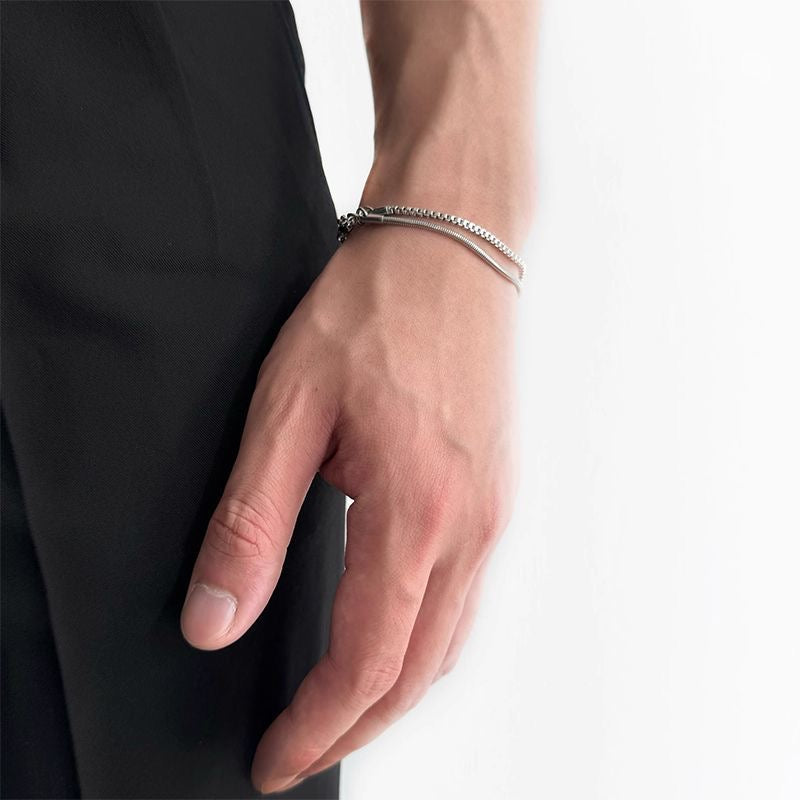 Layered Snake & Cuban Bracelet | 316L Titanium Steel | OVRSZN