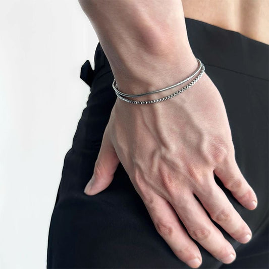 Layered Snake & Cuban Bracelet | 316L Titanium Steel | OVRSZN