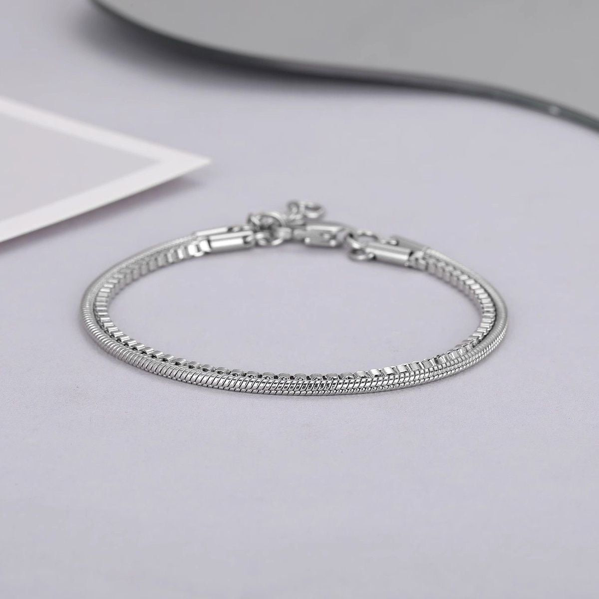 Layered Snake & Cuban Bracelet | 316L Titanium Steel | OVRSZN