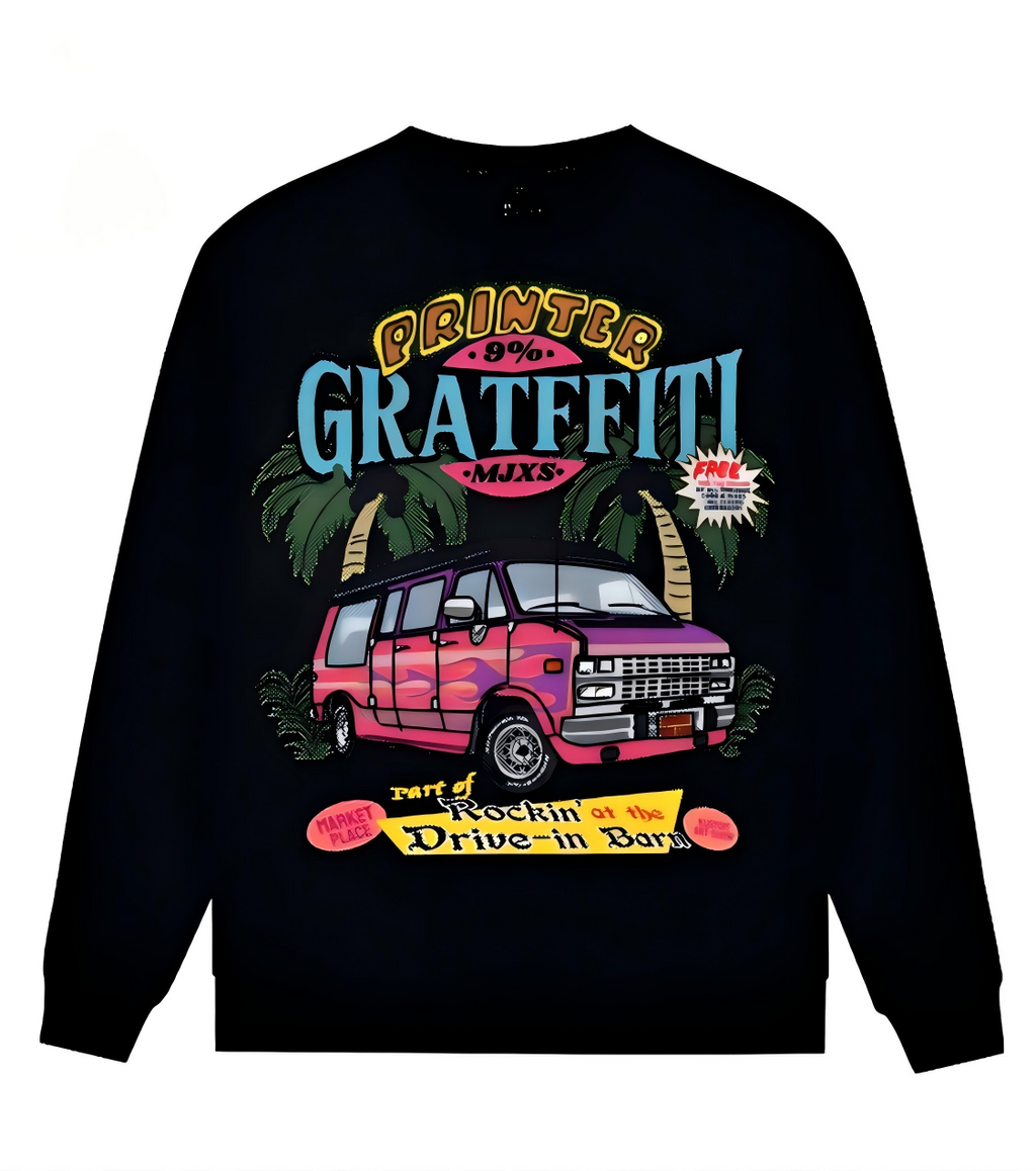 Big Van Graphic Sweatshirt – Oversized Hip Hop Streetwear Pullover with Original Artwork