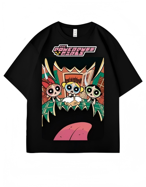 Cartoon Girl Squad Graphic Tee – Oversized Streetwear T-Shirt with Original Design