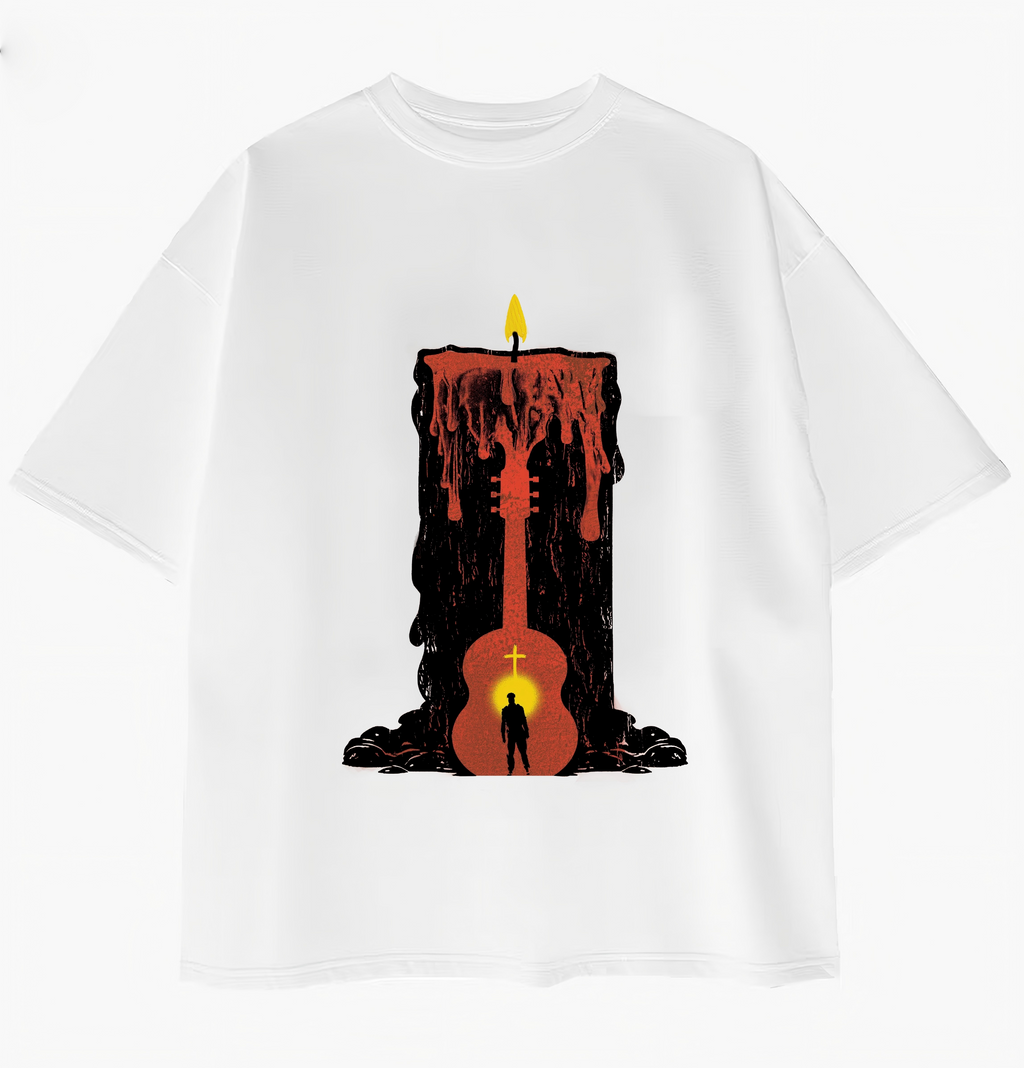 Candle Flame Graphic Tee – Oversized Hip Hop Streetwear T-Shirt with Original Artwork