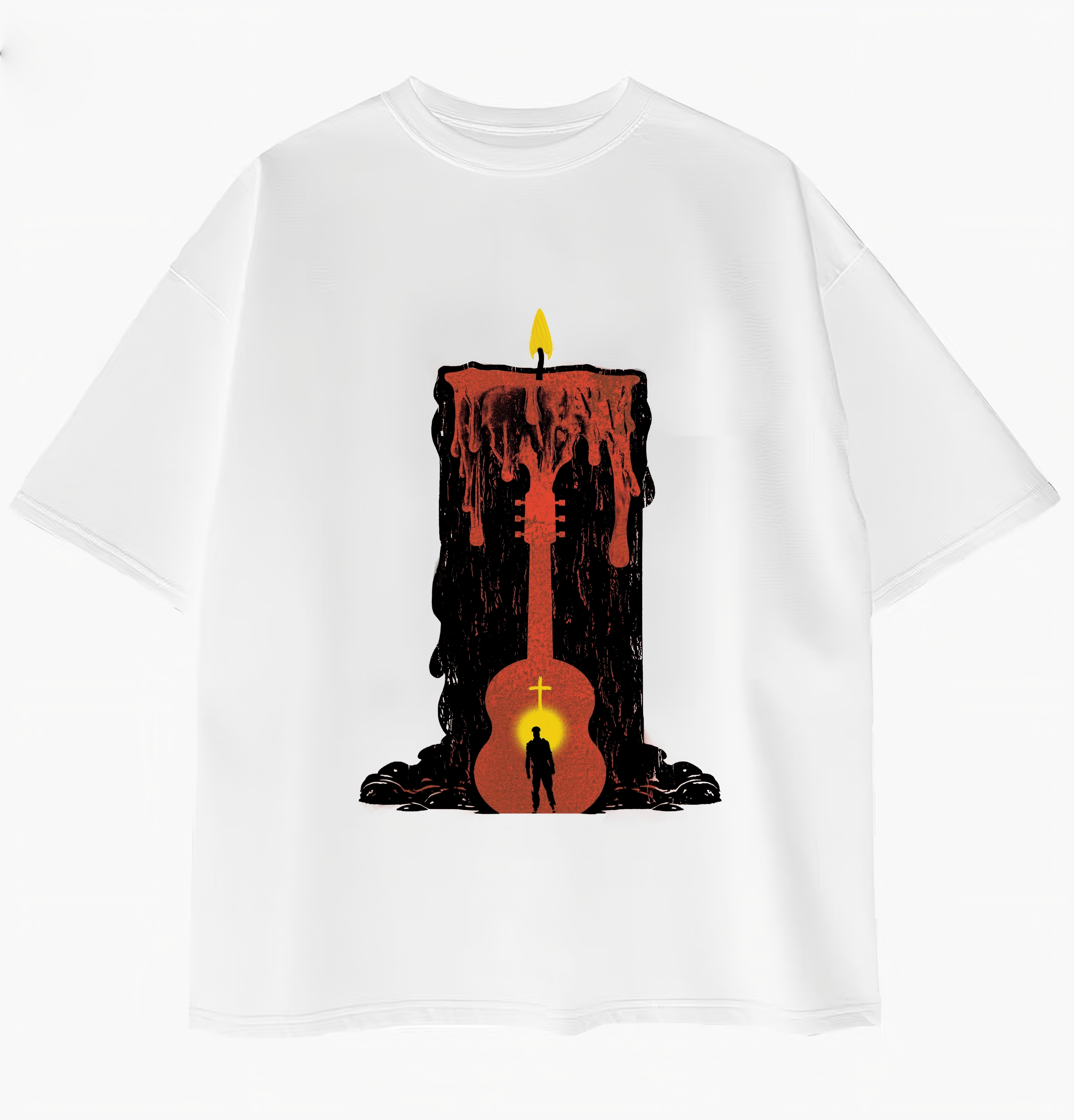 Candle Flame Graphic Tee – Oversized Hip Hop Streetwear T-Shirt with Original Artwork