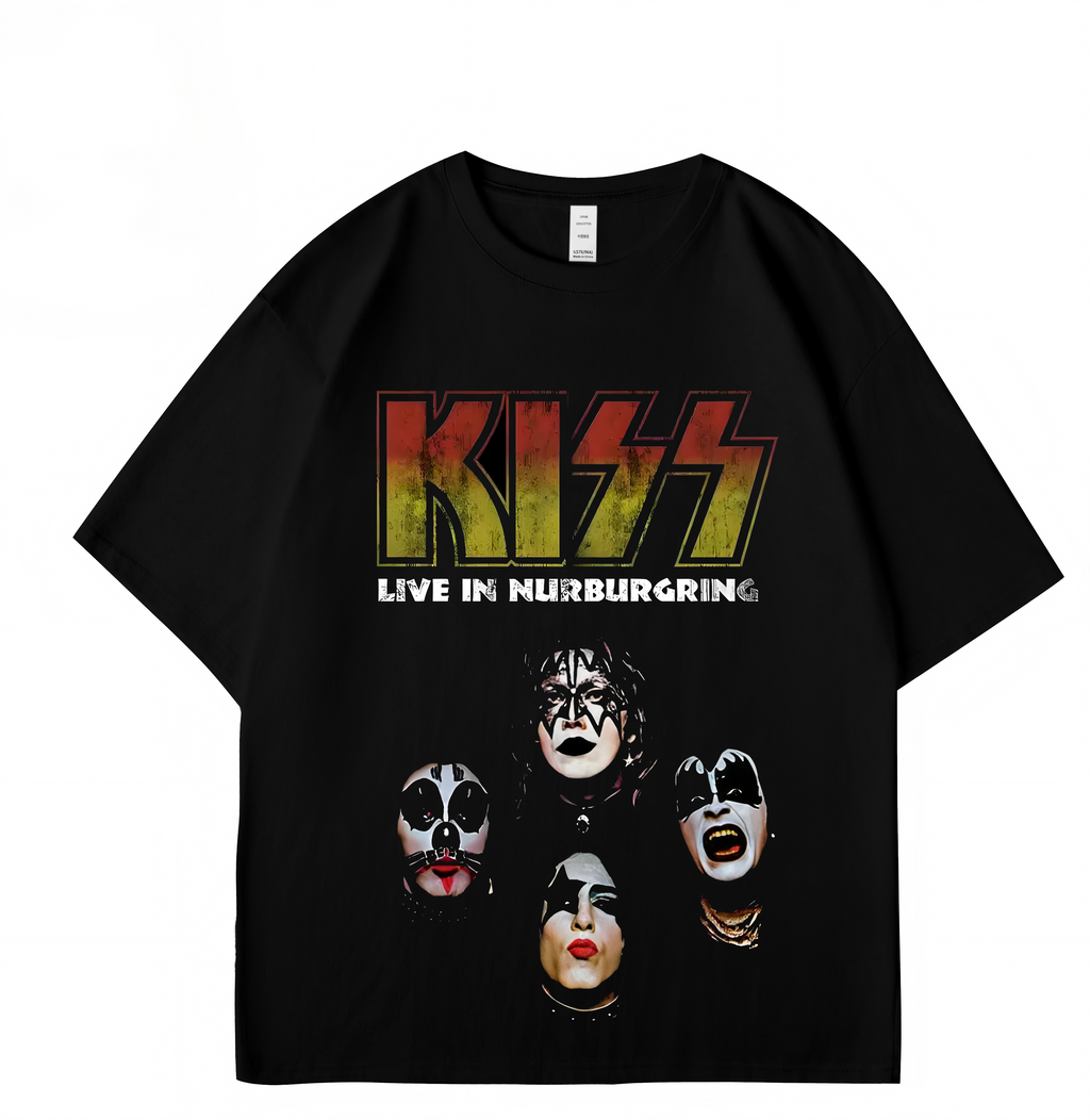 KISS Band Graphic Tee – Oversized Hip Hop Streetwear T-Shirt with Original Artwork